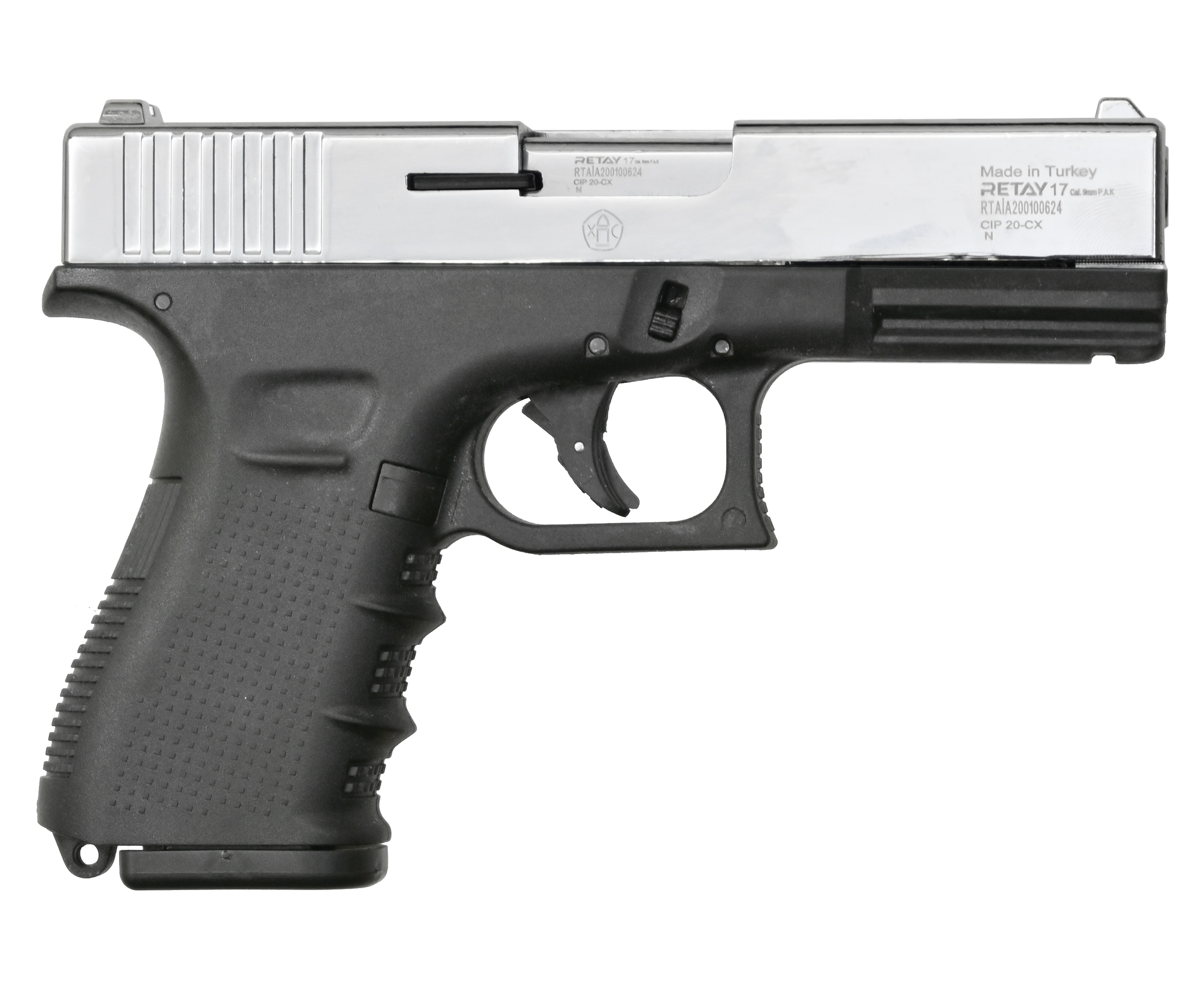 Пистолет охолощенный G17 (Glok 17), к.9мм (никель)