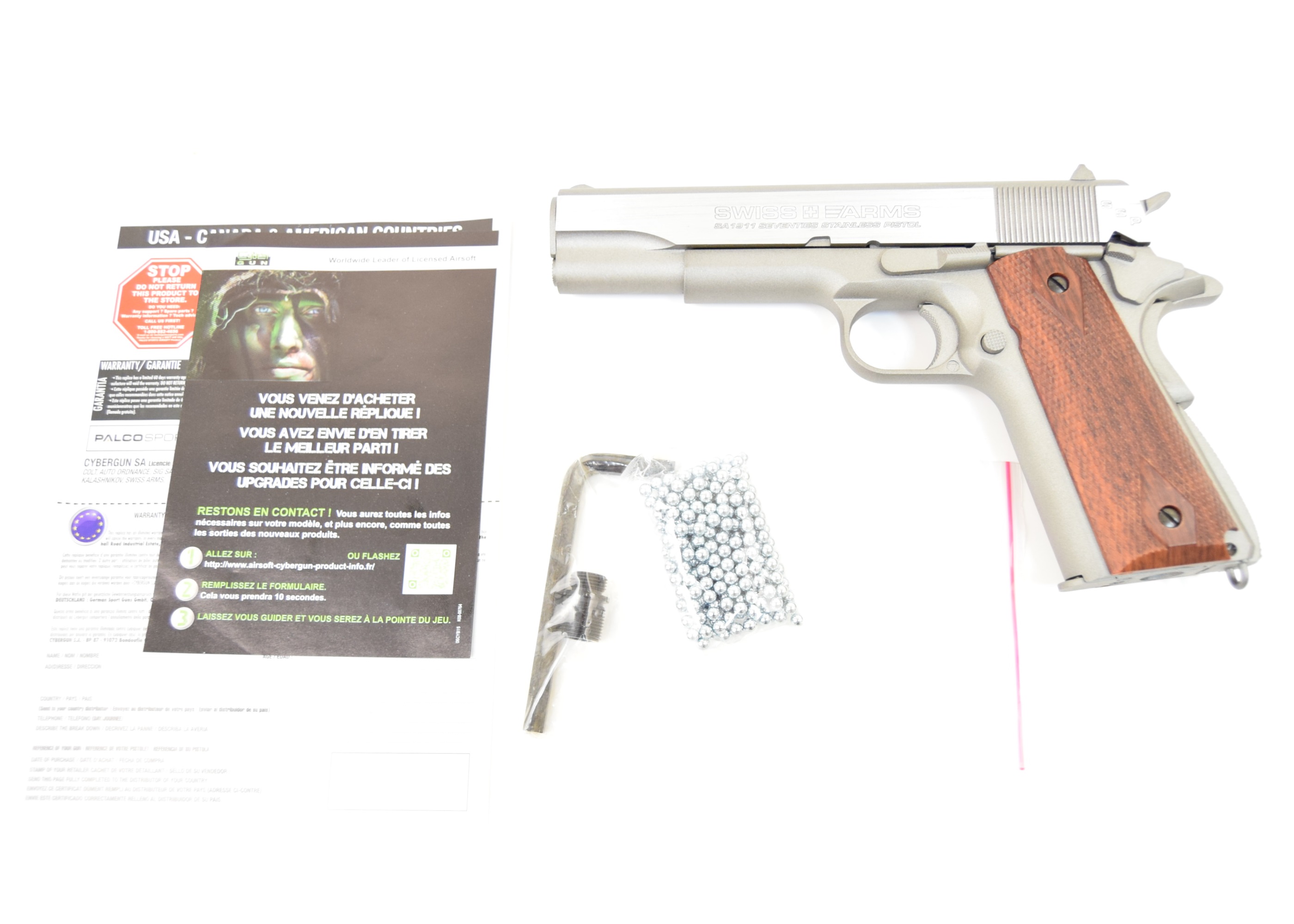 Пистолет SA1911SSP, к.4,5мм (blowback, мет.)