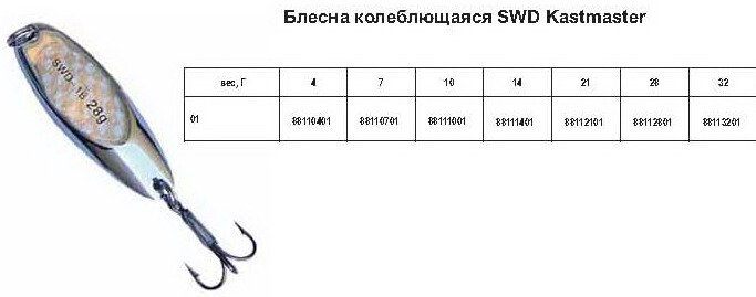 Блесна Siweida Kastmaster, 28г, гнутый